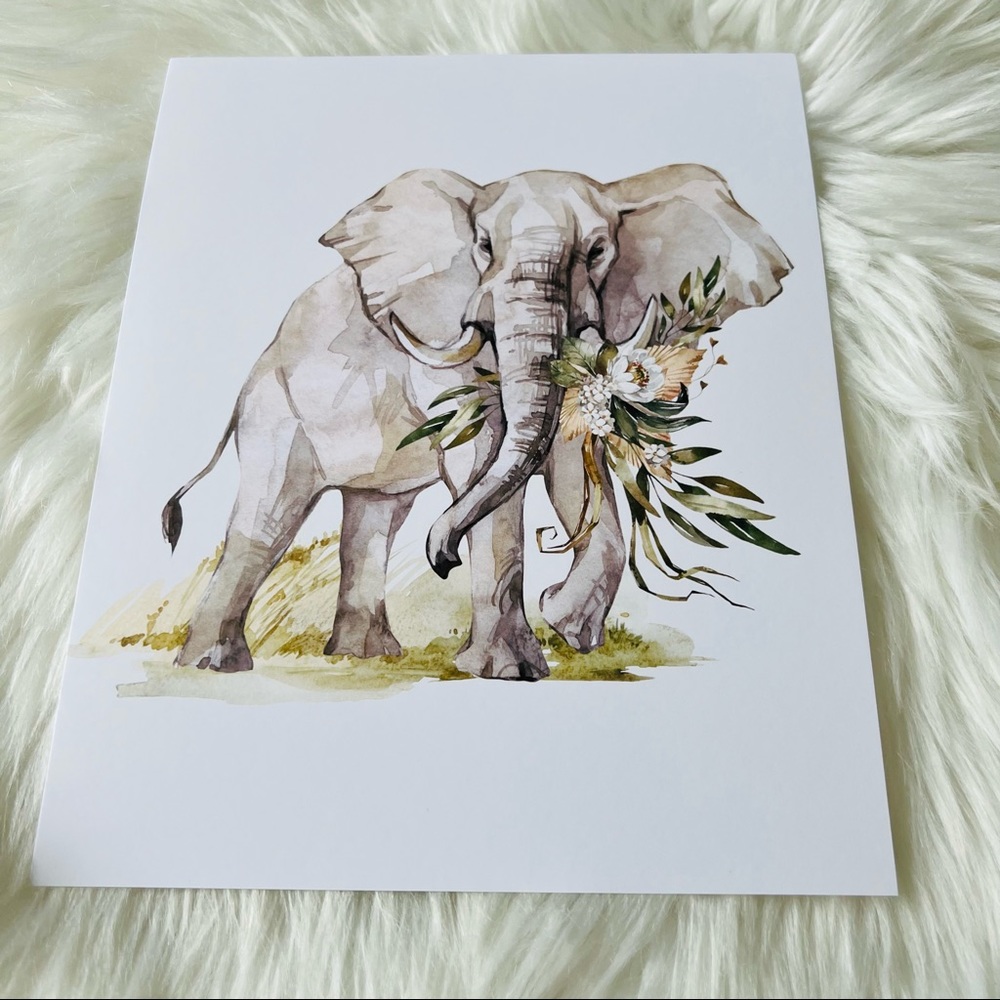 Watercolor Elephant Wall Art Poster Print Unframed - Picture 14 of 17